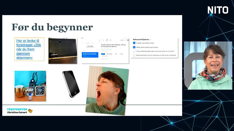 Christine Calvert brukte mye humor i foredraget sitt.