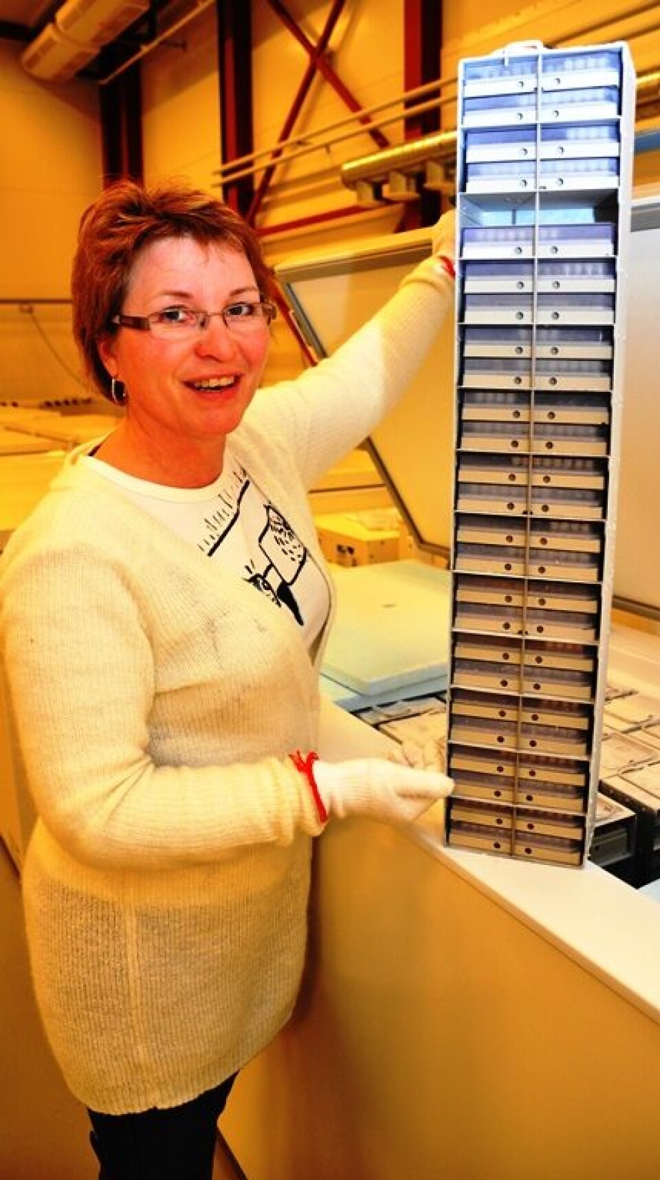 Noen få av prøvene som ligger i fryserne hos HUNT biobanken.