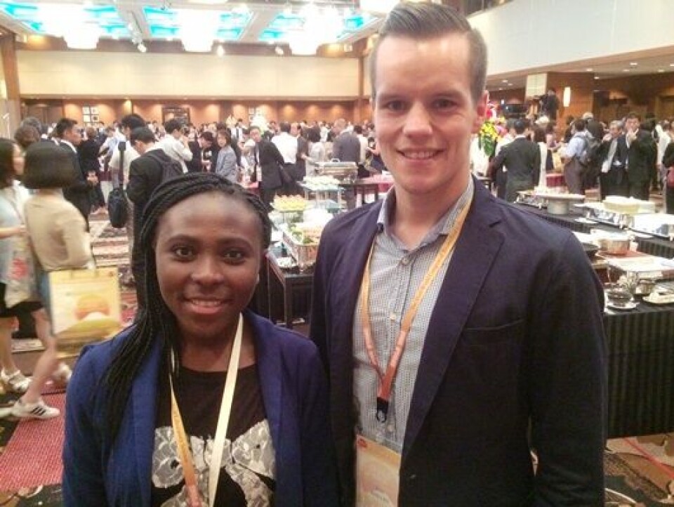 Nadia Ousman fra Universitetet i Tromsø og Lars Hjellen fra Høgskolen i Oslo og Akershus representerer Norge under bioingeniørkongressens studentforum. Studenter