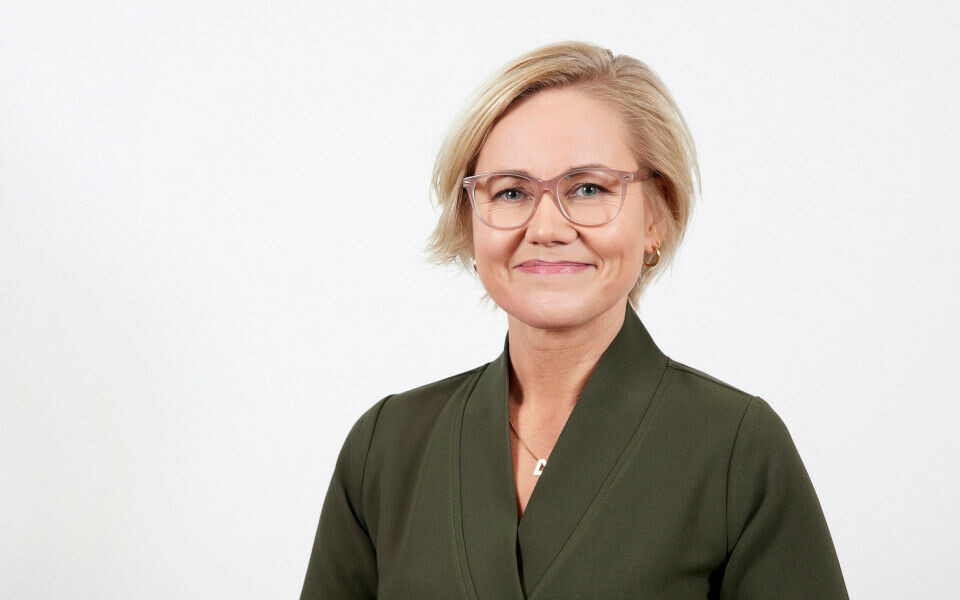 Ingvild Kjerkol holdt sin første sykehustale fra et auditorium ved Universitetssykehuset Nord-Norge i Tromsø. Foto: Esten Borgos, Borgos Foto AS