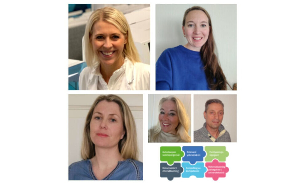 Øverst fra venstre: Marianne Vindal Ness (Sykehuset i Vestfold), Ingunn Bjerkvik Stenberg (Diakonhjemmet). Nederst fra venstre: Cathrine Berget Bottolfs (Noklus), Lene Bjøntegaard (Sykehuset Innlandet Hamar), Benno Driesse (Stavanger universitetssjukehus)