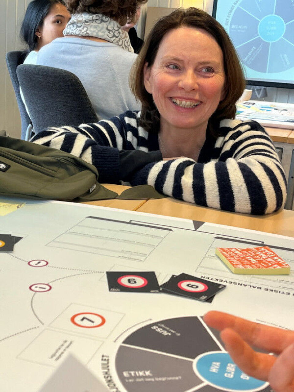 Etikkspillet er ikke tilgjengelig for 'alle' ennå. Det er fremdeles under utprøving og det må opplæring til for å kunne lede en spilløkt, forteller Margrete Tennfjord. Foto: Grete Hansen