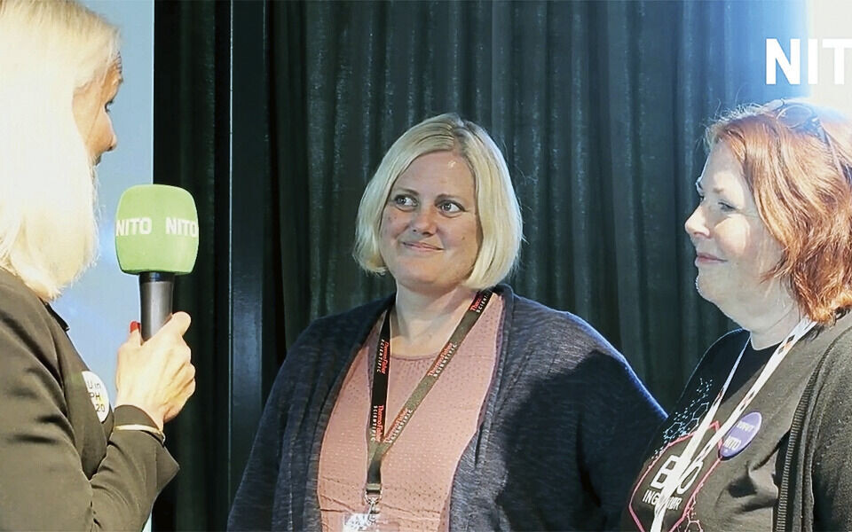 BFIs leder Rita von der Fehr intervjuet Linda E. Svendsen og Merete Lundstrøm Dahl etter at de hadde snakket om henholdsvis den nødvendige IKT-kunnskapen og et samarbeidsprosjekt om MALDI-TOF.