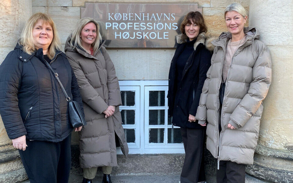 Bioingeniørene fra Kristiansand tok videreutdanning på Københavns professionshøjskole i vår. Fra venstre: Anita Langenes, Anette Moy, Grete von der Ohe og Anita Vasland. Foto: Privat