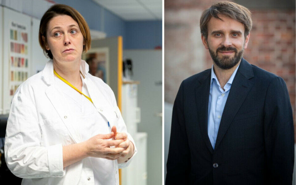 Det er behov for oppgavedeling for å løse helsepersonellkrisen og blodprøvetaking er ikke forbeholdt bioingeniører. Men blodprøvetaking er en kjerneoppgave for bioingeniørene, og da må bioingeniørene få være med i diskusjonen om oppgavedeling, mener fagstyreleder Kaja Marienborg. Hun reagerer på at helse- og omsorgsminister Jan Christian Vestre sa at det var enighet om at portører kan ta blodprøver, når ingen har spurt NITO om det. Foto: Bjarne Krogstad (NITO) og David Berg Tvetene (NFD).
