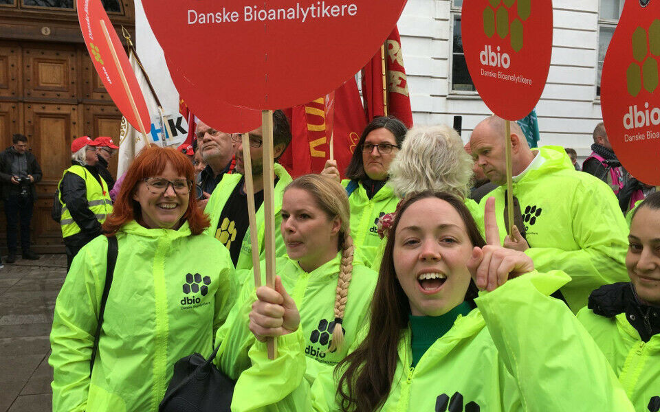 Danske bioanalytikere har vært svært synlige mens forhandlingene har pågått. Foto: Lotte Christensen, dbio