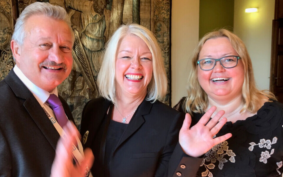 Ny presidenttroika i IFBLS: President elect Alan Wainwright, president Anne Berndt og past president Marie Nora Roald. Foto: Lisa Husby.