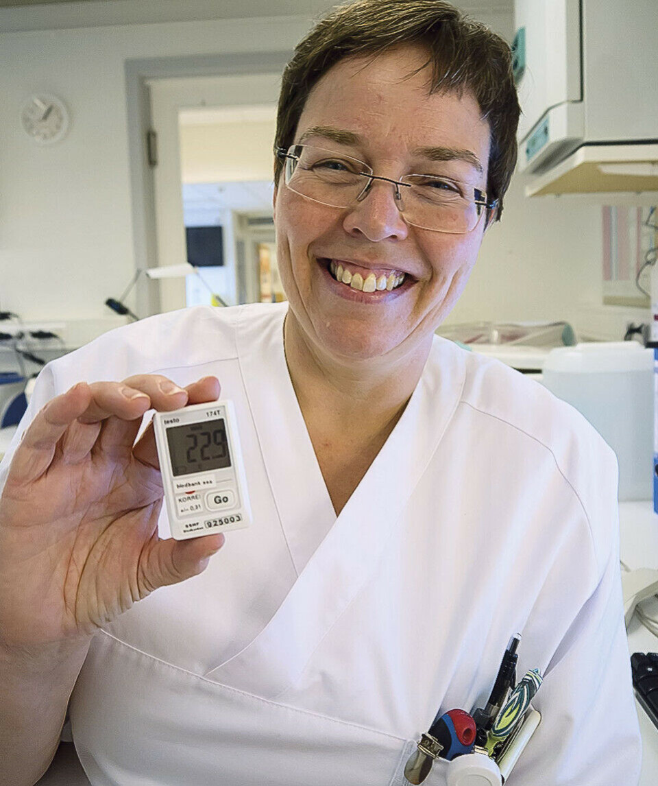 Vivi Eide Bengtson og hennes gode hjelper «Testo». Foto: Grete Hansen