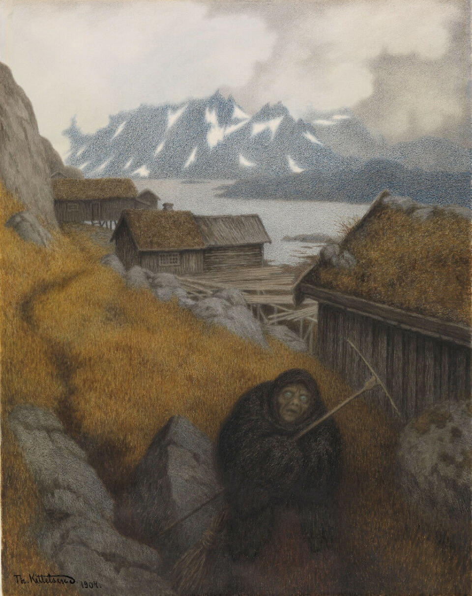 Pesta Farer Landet Rundt. Av Theodor Kittelsen (1904). Foto: Nasjonalmuseet.