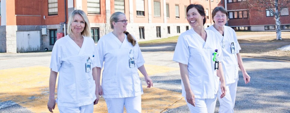 Fornøyde bioingeniører på sykehuset i Elverum. Fra venstre: Monica Nordengen, Wenche Rønning, Lisa Johansson og Torill K. Pettersen. Arkivfoto: Annette Larsen.