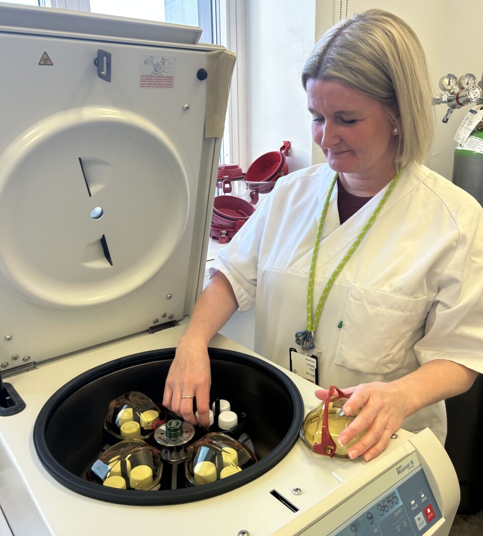 Bioingeniør Linda Frimand sentrifugerer vannprøver.