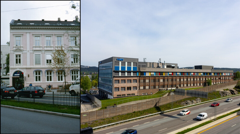 DA OG NÅ: Fürsts første lokaler lå i St. Olavsgate i Oslo. I dag holder laboratoriet til på Furuset langs E6.